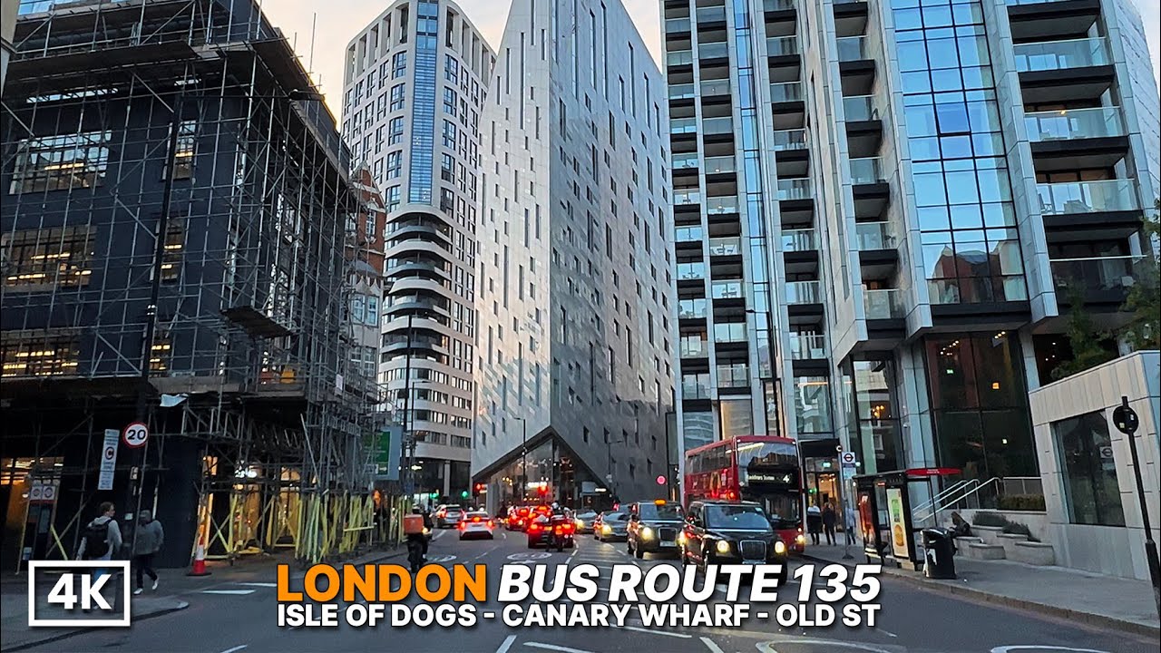 Golden Hour Bus Ride Through East London | Route 135 from Isle of Dogs - Old Street via Canary Wharf