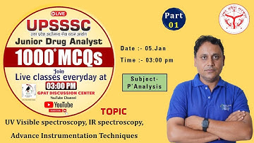 UPSSSC DRUG ANALYST MCQ✍️PART-1 | UV-VISIBLE, IR SPECTROSCOPY & ADVANCE INSTRUMENTATION TECHNIQUE 🎯📌