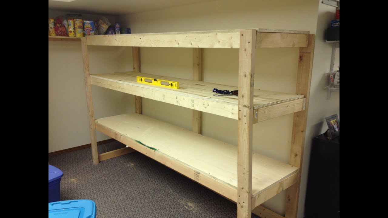 Diy Garage Shelves 2x4 Building a wooden storage shelf in the basement 