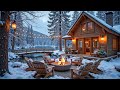Peaceful Snowy Cabin by the River ❄️ Gentle Piano, Warm Fireplace &amp; Falling Snow for Deep Relaxation