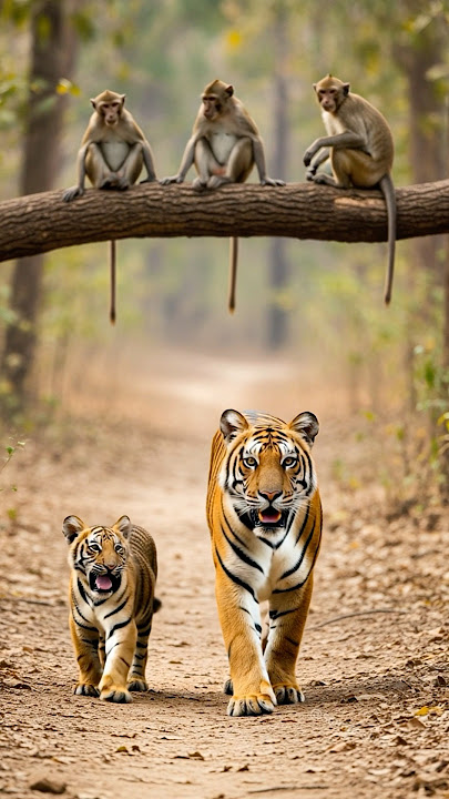 Angry Tiger Sound 🐅 Tiny Tiger Cub Roars for the First Time — and the Monkeys Can't Stop Laughing! 😂