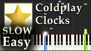 Coldplay - Clocks - Piano Tutorial Easy Synthesia SLOW - How To Play