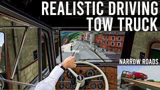 BeamNG, Realistic Driving Towing Expensive Car Through Narrow Roads T300RS + HShifter, Wheel Cam 4K