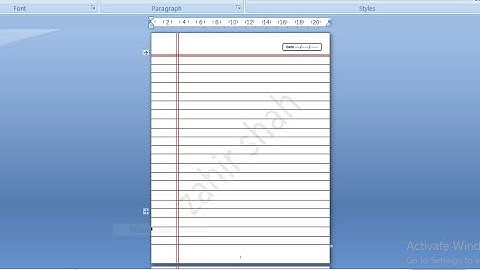 Urdu notebook page design in Microsoft word