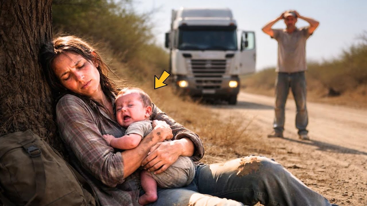 Caminhoneiro sozinho vê MULHER desmaiada com o BEBÊ nos braços na estrada… então ele faz isso…