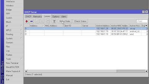 Mikrotik RouterOS. Настройка статических адресов в dhcp