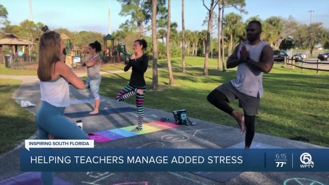 Boca Raton woman helps educators manage stress with free yoga - YouTube