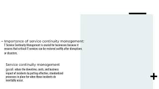 Service continuity management