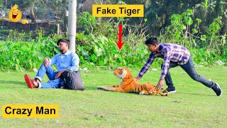 Fake Tiger vs Crazy MAN Prank Video ! Fake Tiger Prank on Public !! So Funny Reaction | 4 Minute Fun