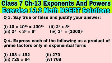 Class 7 Ex-13.2 Q 3 | Q 4 | Exponents and Powers | Chapter 13 | Exercise 13.2 | Math NCERT Solutions