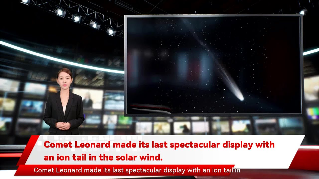 Comet Leonard made its last spectacular display with an ion tail in the solar wind.
