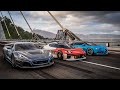 Forza Horizon 5 Drag Race: Rimac Nevera vs Porsche Mission R vs Bugatti Chiron