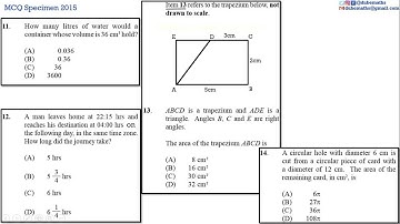 Demo E-tests | 11,12,13&14 | Measurement | Specimen Paper 2015 Multiple Choice | CSEC Mathematics