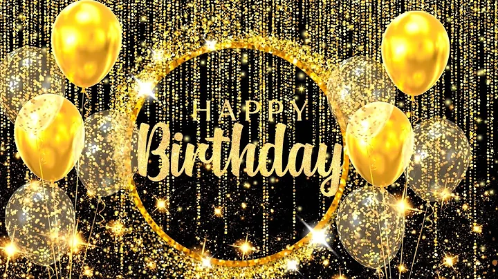 1 HOUR Happy Birthday Song | Gold theme backdrop background