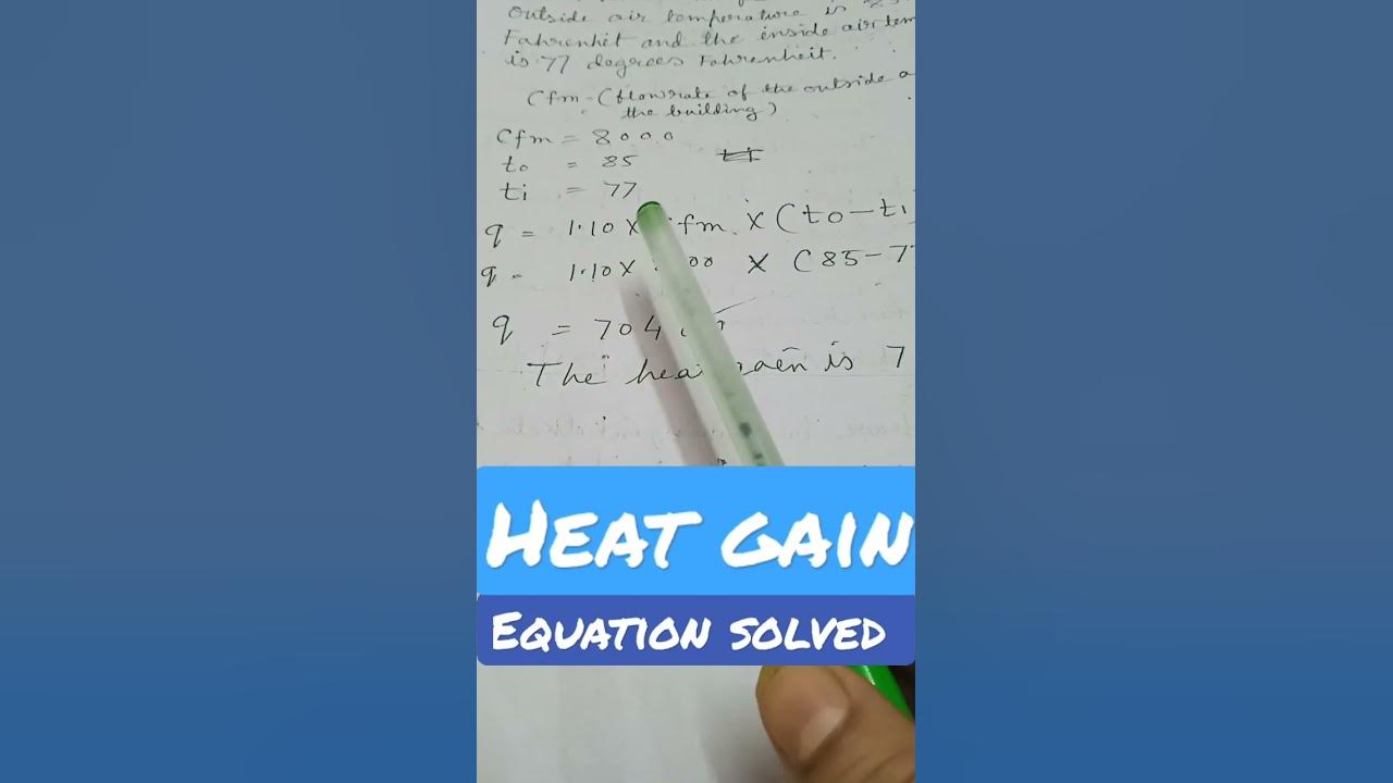 heat gain equation solved srguidelines YouTube