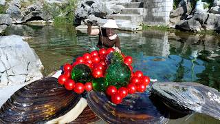 😱🔮🔮Giant clams in clear spring water, nurturing oversized green pearls and dazzling red pearls