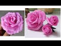 Realistic Pink Rose || DIY how to make Realistic Crepe Paper Rose by my Mom