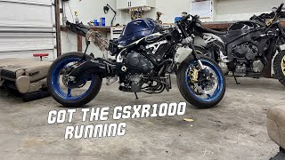 GSXR 1000 Wrecked Bike Rebuild (PT. 6 Got it RUNNING again)