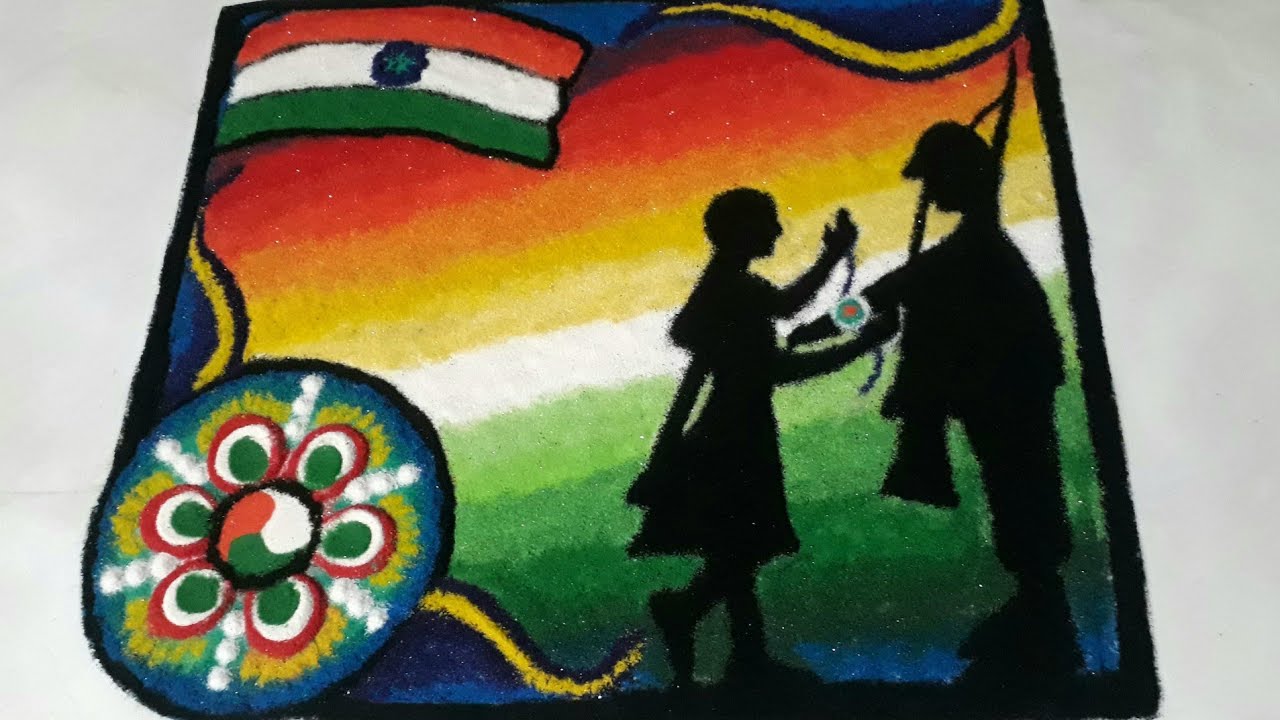 Innovative Poster rangoli for Raksha Bandhan and Independence Day ...