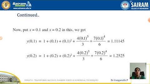 Lecture Video_18MAT31_Module 4_Numerical Solutions of ODE_Taylor series method_Dr Gangavathi P