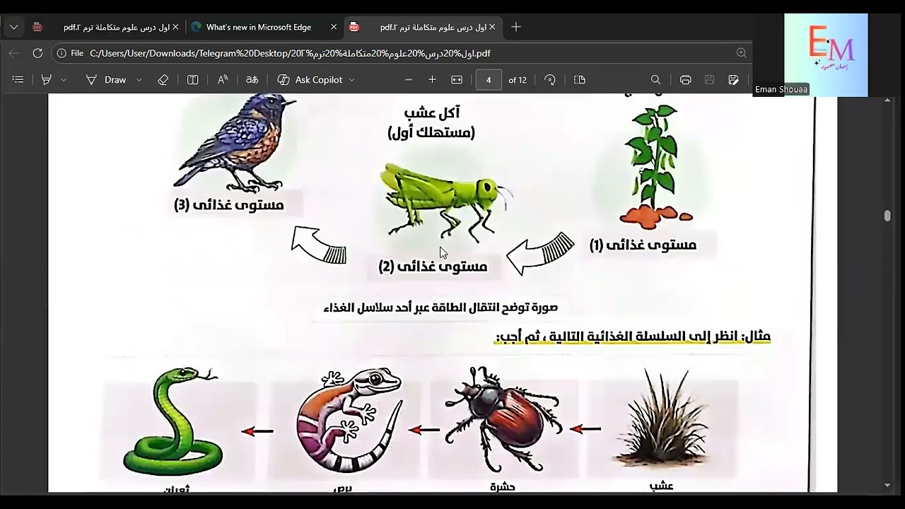 علوم متكاملة 1 ث ترم ثان مع ميس إيمان محمود شوعة