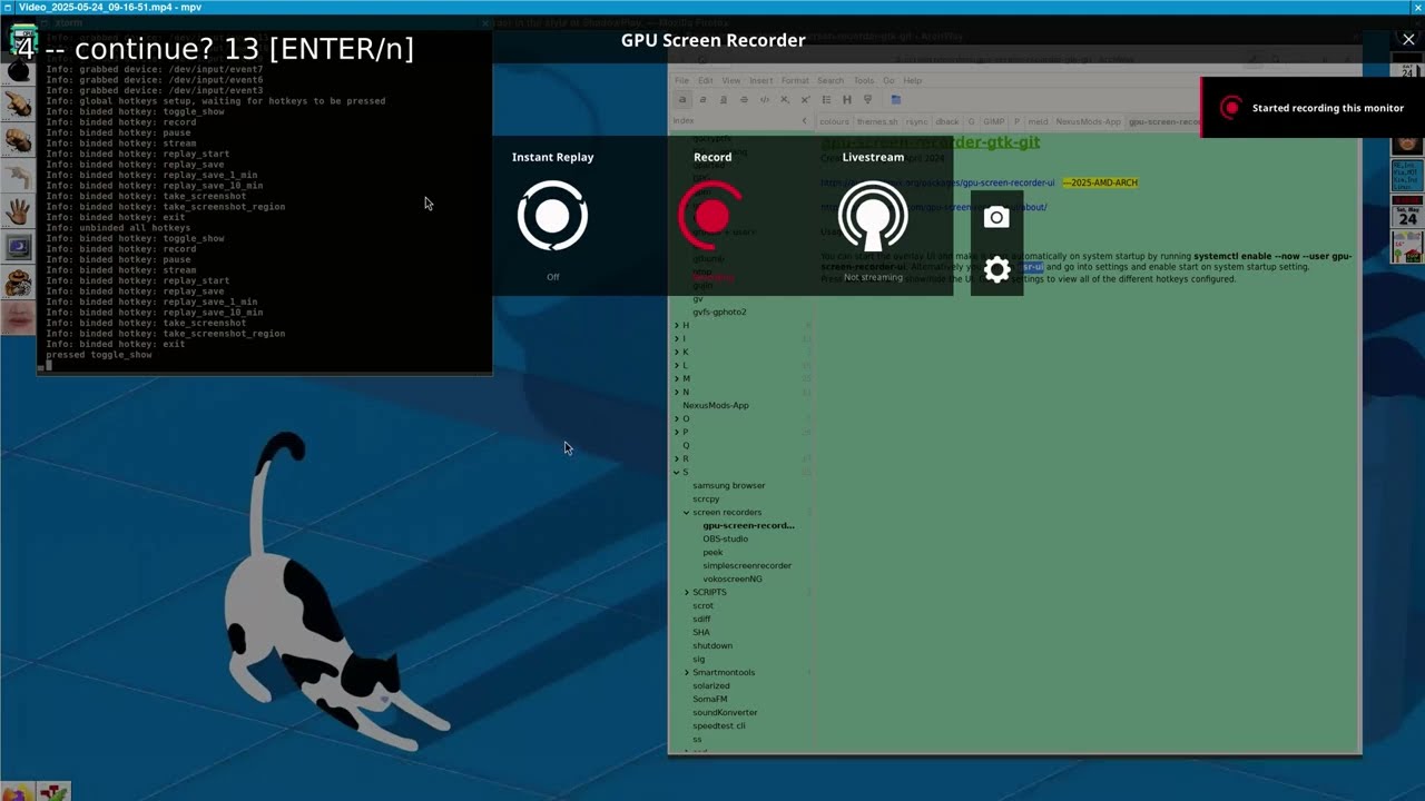 Window Maker + Arch + gpu-screen-recorder-ui