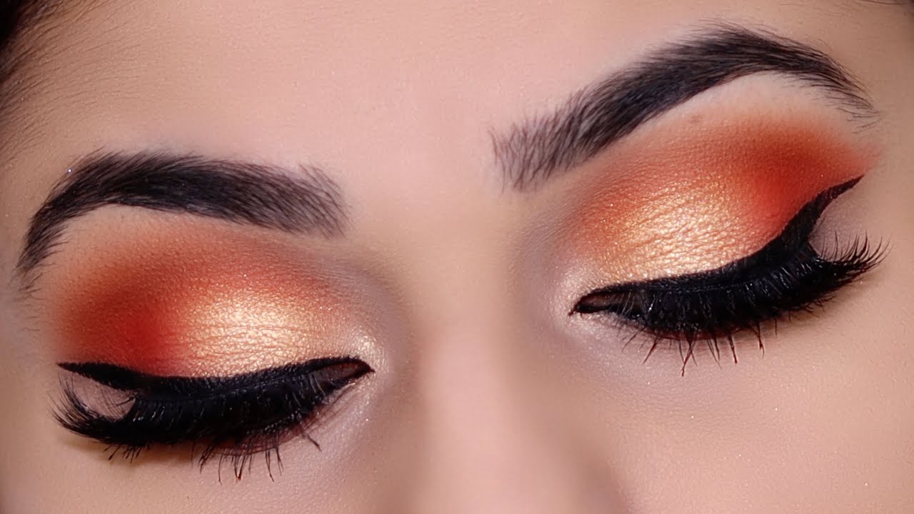 Урок макияжа глаз в стиле «закат» | Яркие стрелки и золотисто-оранжевая смесь