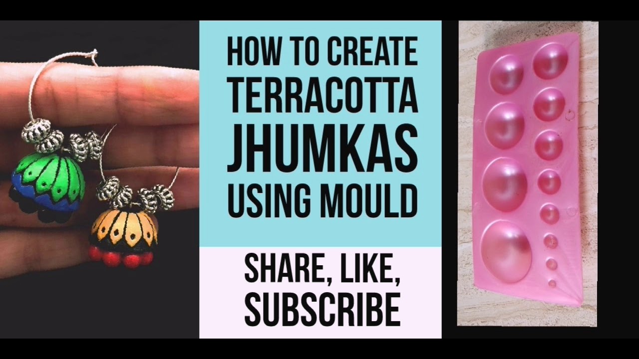 Terracotta jhumkas making tutorial using moulds | Terracotta earrings | Terracotta jewellery making