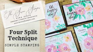 Create Quick Cards With The Four Split Technique Textured Floral Stamp Set