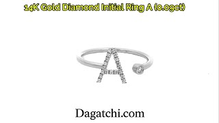 14K Gold Initial Ring A – Diamond Elegance (0.09ct)