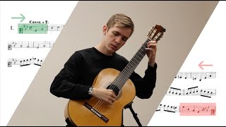 J.S. Bach: Crab Canon on Classical Guitar Animated Score