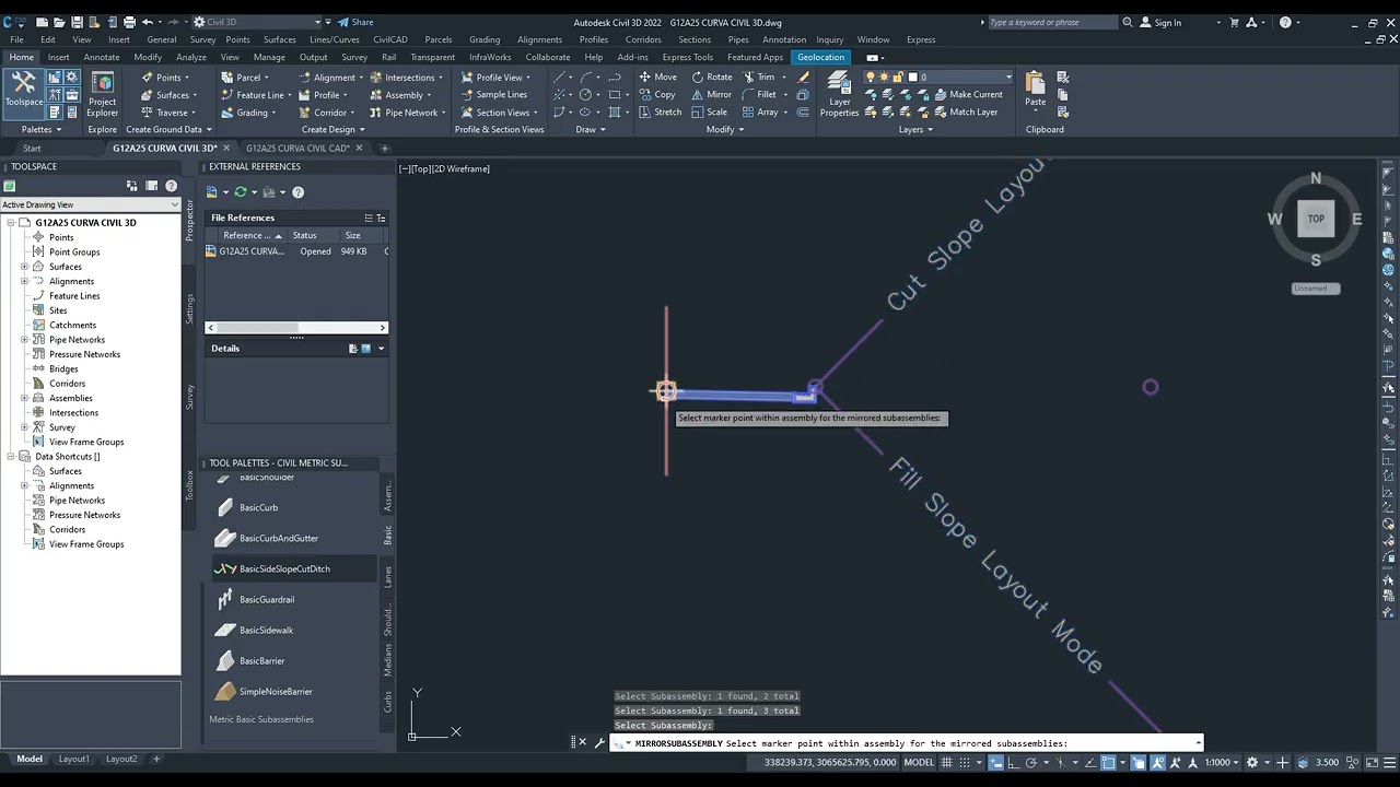 G12A25 CURVA CIVIL 3D