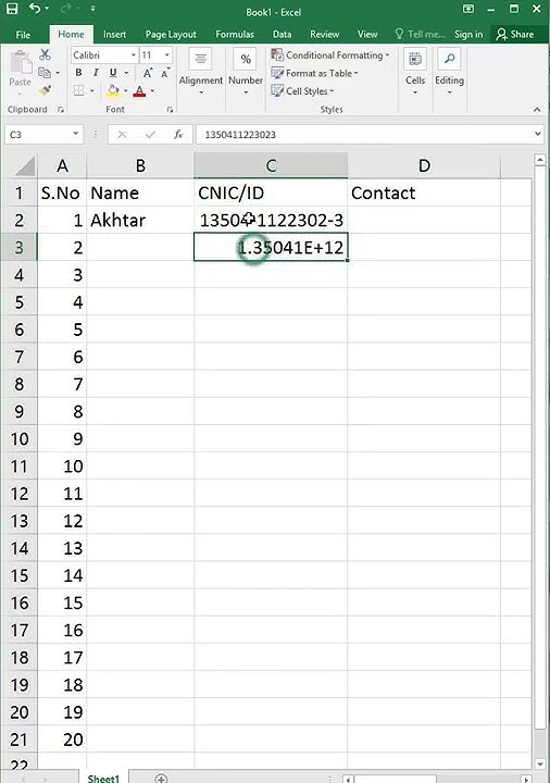 CNIC Number Format in Excel | How to Format ID Card Number in Excel