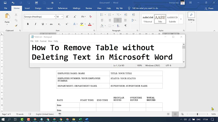 How To Remove Table without Deleting Text in Microsoft Word