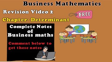 Business Maths Revision Video 2 | Determinant | By free Ki Pathshala
