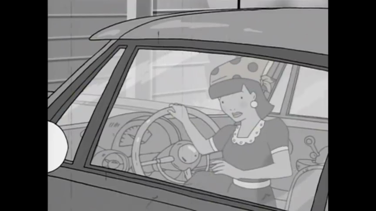 Lady cranking her vintage car in black heels and dress (George Shrinks remix / edit)