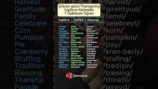 Thanksgiving Şükran Günü - İngilizce Kelimeler - Online İngilizce Dersleri