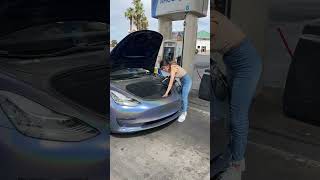 She Tries Putting Gas In Tesla Pt 6