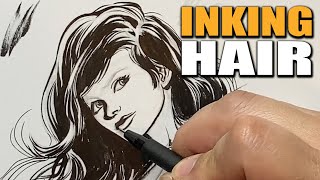 Inking A Girl's Hair Comic Book Style