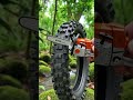 Tiny STIHL Chainsaw Cuts real tire 🛞