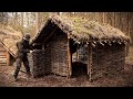 Viking House with Grass Roof: Full Bushcraft Shelter Build with Hand Tools