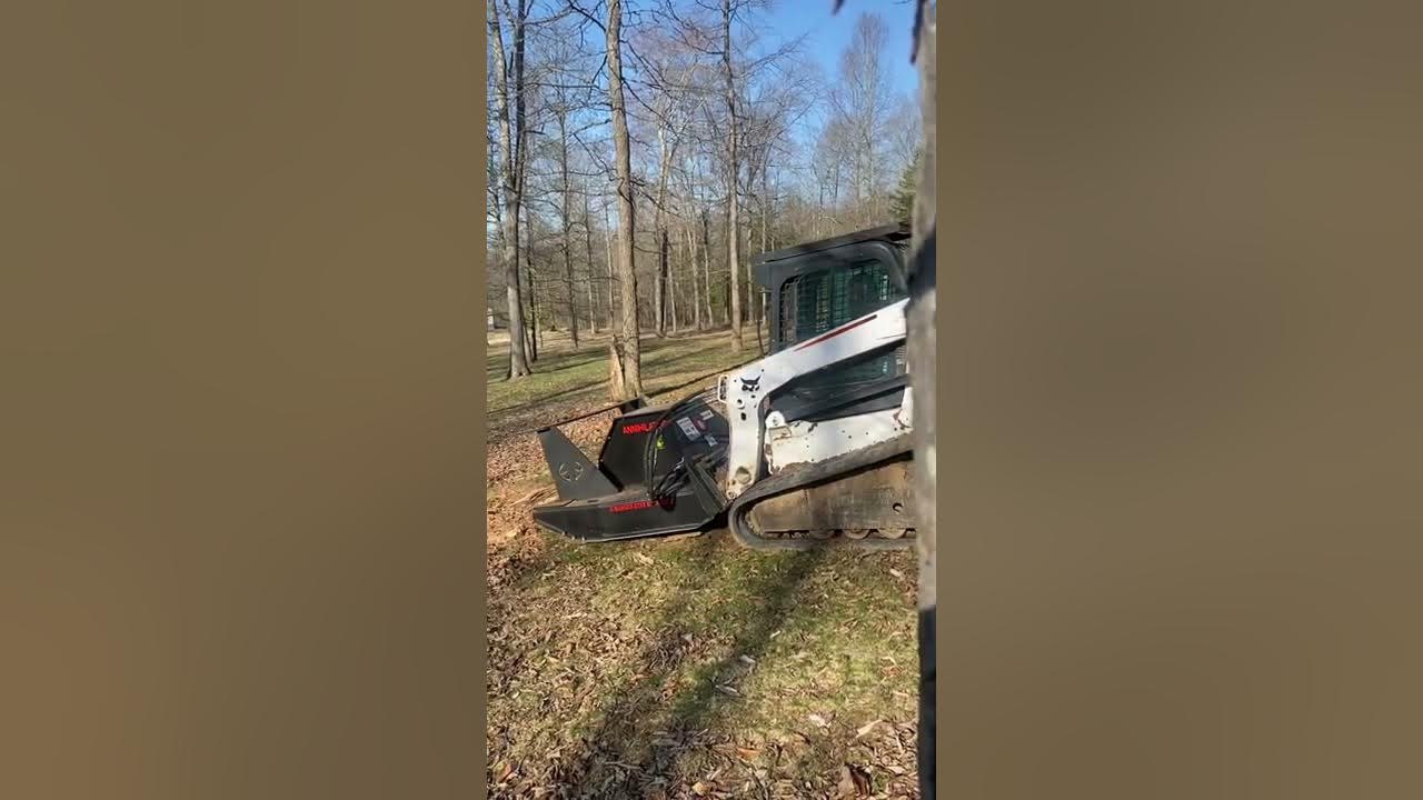 Grinding stumps with disk mulcher YouTube