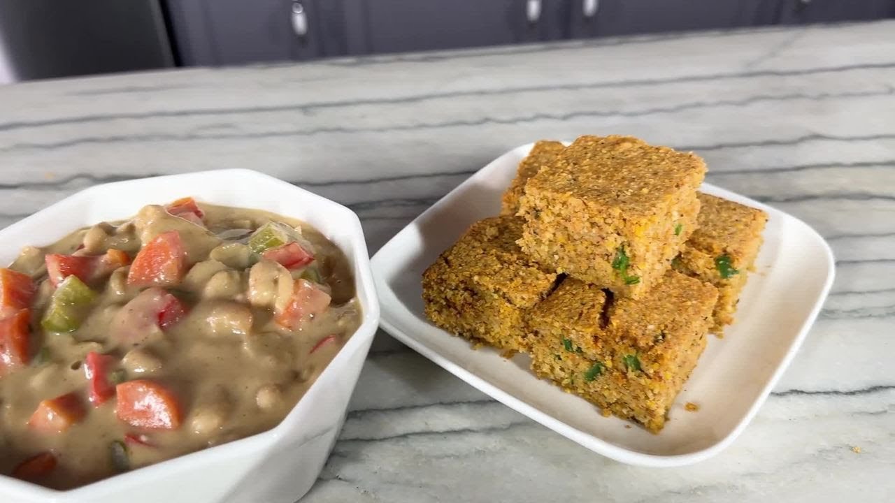 Vegan White Bean Chili  Cajun-Style Cornbread- Oil-Free, Gluten-Free, Refined Sugar