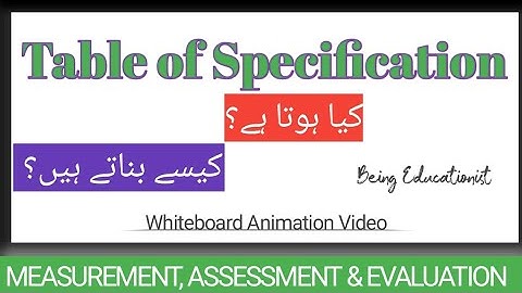 Table of Specification in Urdu / Hindi