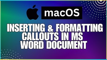 How To Insert and Format Call Outs In a Microsoft Word Document-For MAC Users