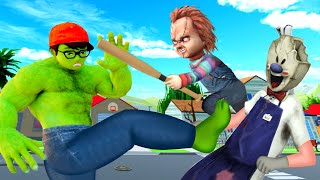 Giant Nick Hulk Save Tani Love Story - Scary Teacher 3D Family Ice Scream VS Chocky Doll