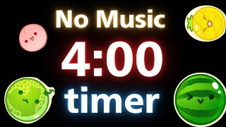 4 Minute Timer no music 😉 you'll see five watermelons🍉  four min timer w/ suika game play log video