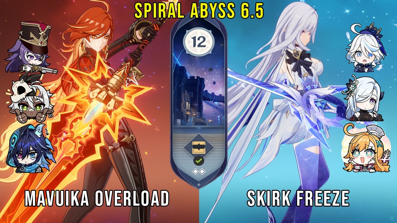 C0 Mavuika Overload and C0 Skirk Freeze | Genshin Impact Abyss 6.5 Floor 12 9 Stars