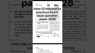 class 12 informatics practices board exam question paper 2026 set 4 #class12informaticspractices