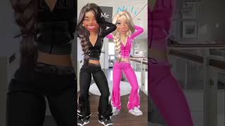 The black one is me the pink one is my friend